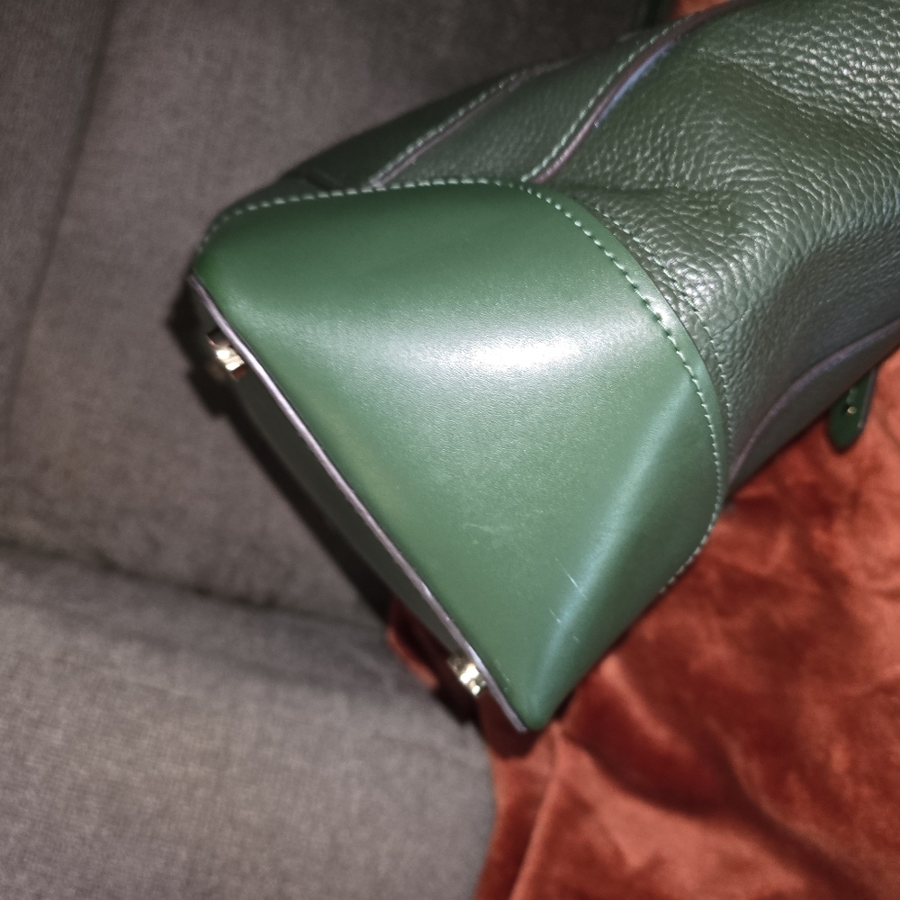 Michael Kors Dark Green Leather Pebbled Tote with Gold Hardware - Picture 4 of 5
